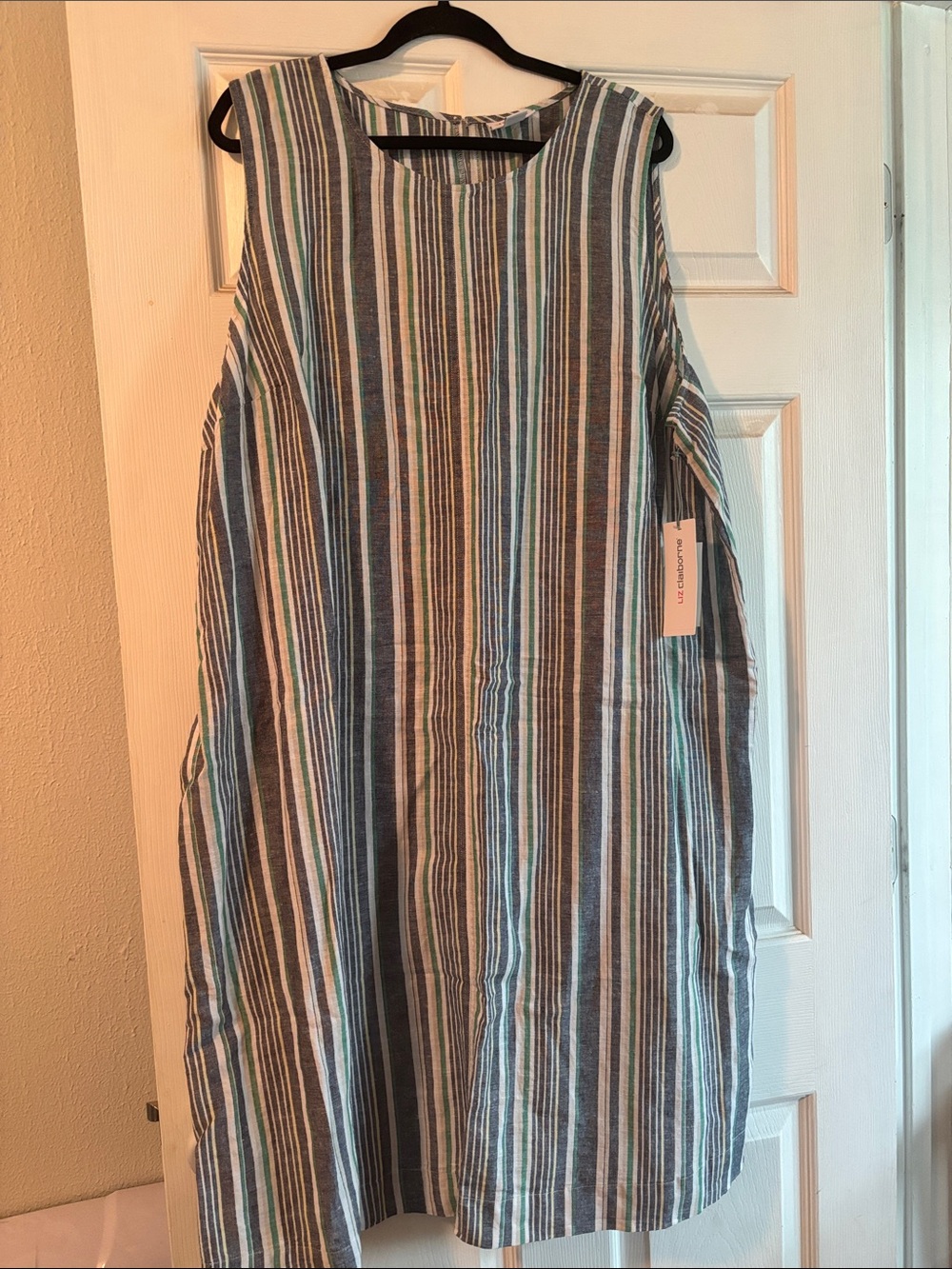 Liz Claiborne Blue and White Striped Sleeveless Tunic Dress